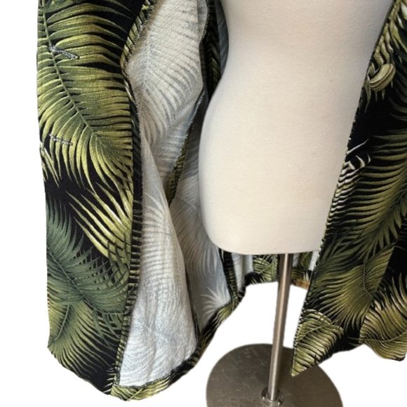Vintage Barkcloth Long Jacket Coat-Palm Leaf Pattern-Black Green- 48" Chest - Picture 5 of 5